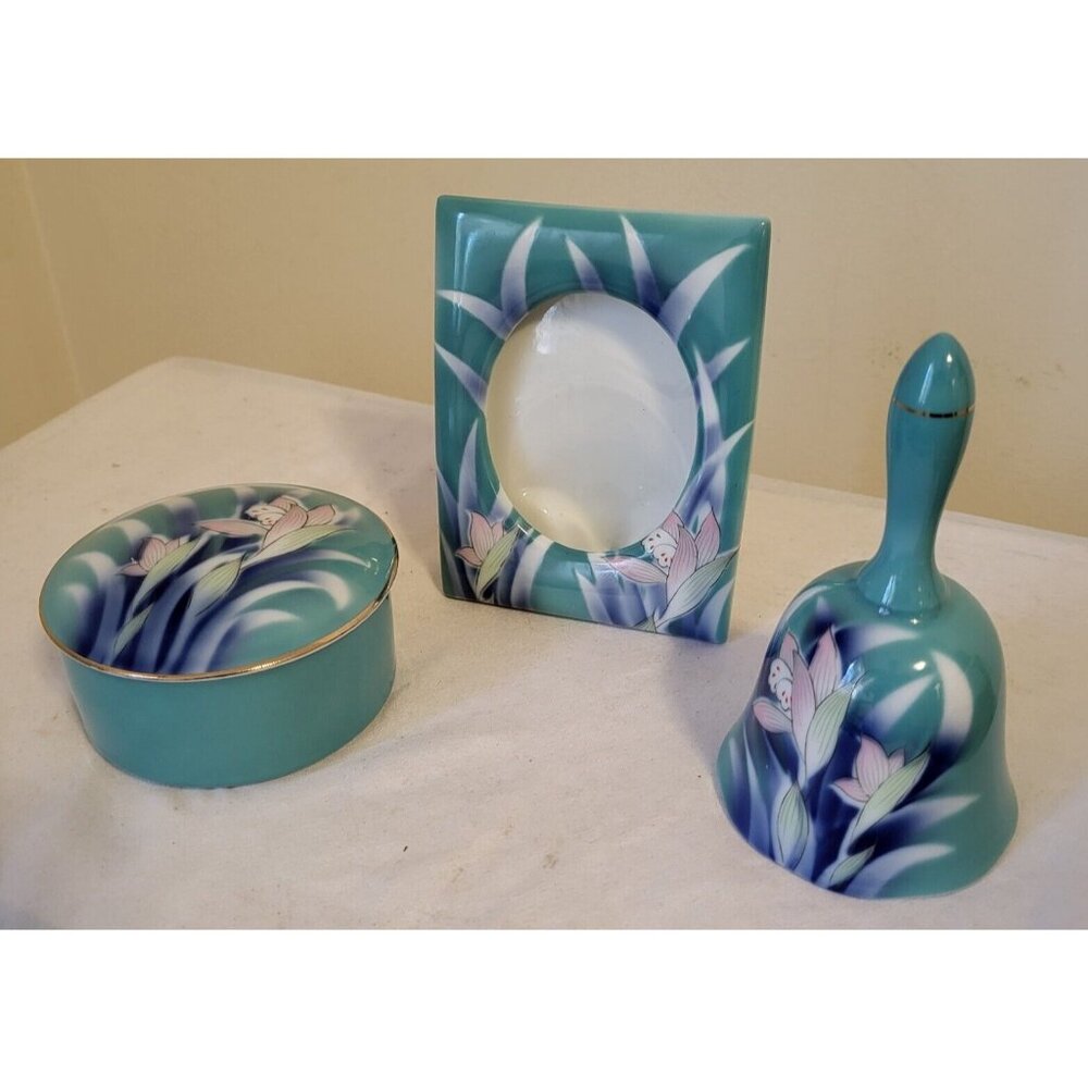 Vintage SEARS Canada Floral Porcelain Bell Frame Box Made In Japan